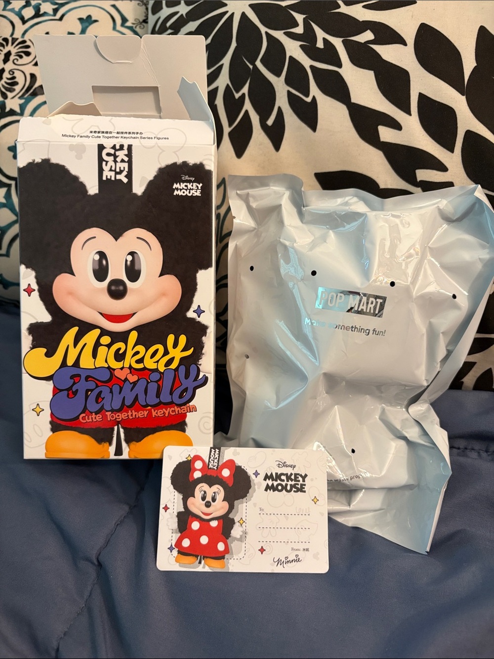 Disney Mickey Family Black Plush Keychain - Cute Together Minnie
